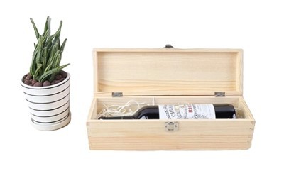 Caixa de vinho de madeira inacabada