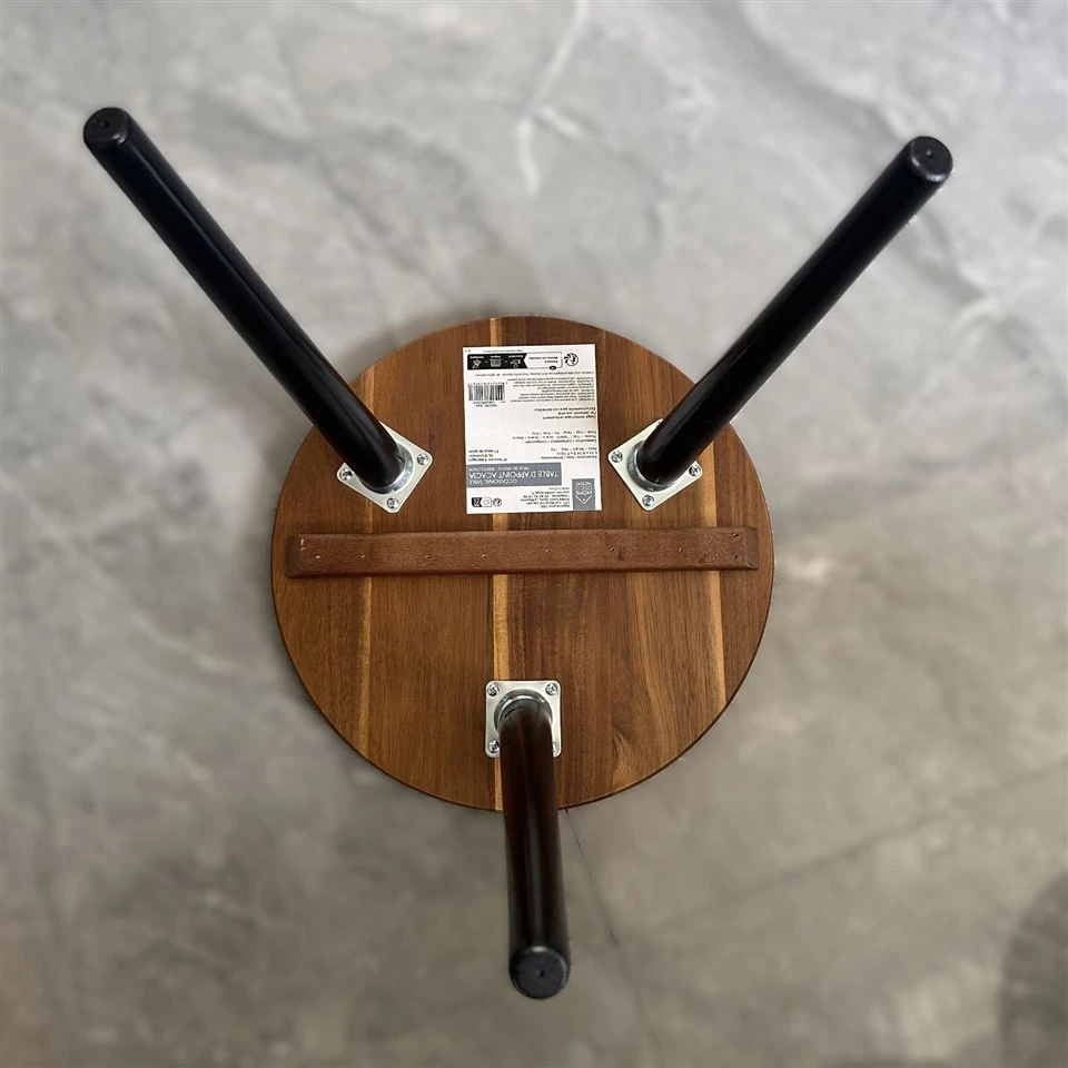 Wooden Round Table With Iron Legs