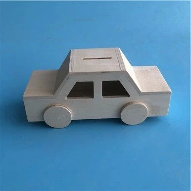 Cofrinho de carro inacabado de madeira