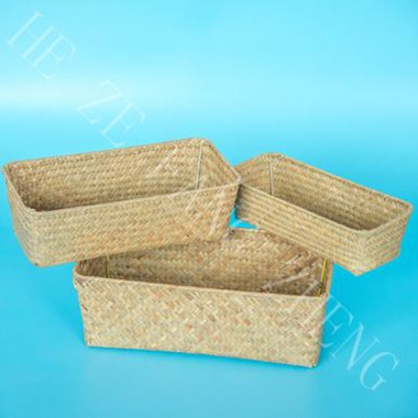 Cesta de tecelagem retangular